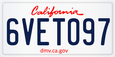 CA license plate 6VET097