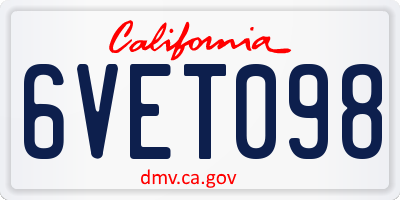 CA license plate 6VET098