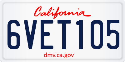 CA license plate 6VET105