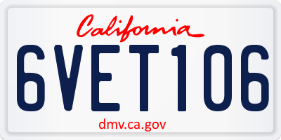 CA license plate 6VET106