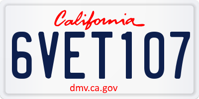 CA license plate 6VET107