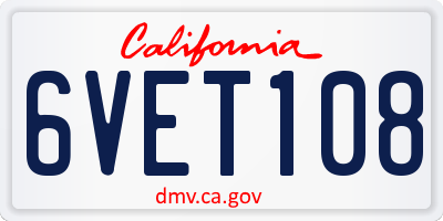 CA license plate 6VET108