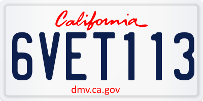 CA license plate 6VET113