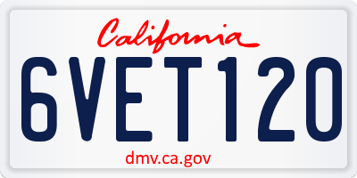 CA license plate 6VET120