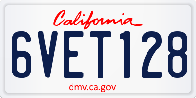 CA license plate 6VET128