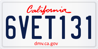 CA license plate 6VET131