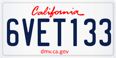 CA license plate 6VET133