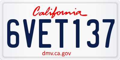 CA license plate 6VET137