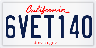 CA license plate 6VET140