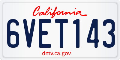 CA license plate 6VET143