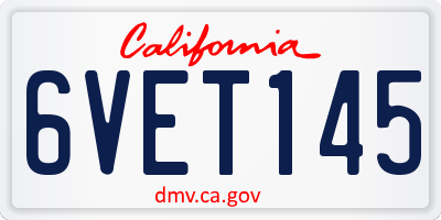 CA license plate 6VET145