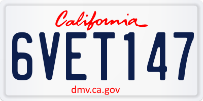 CA license plate 6VET147