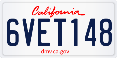 CA license plate 6VET148