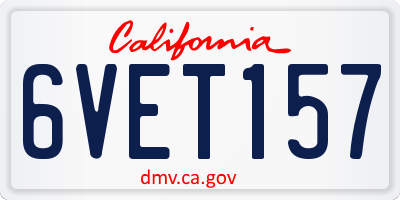 CA license plate 6VET157