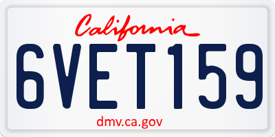 CA license plate 6VET159