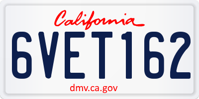CA license plate 6VET162