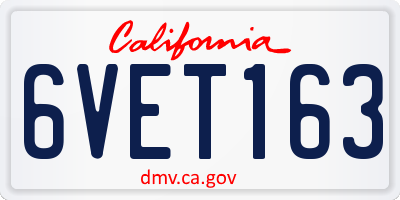 CA license plate 6VET163
