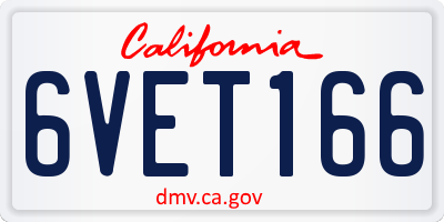 CA license plate 6VET166