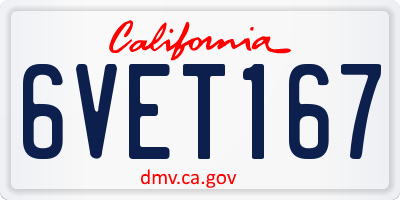 CA license plate 6VET167