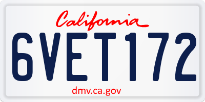 CA license plate 6VET172