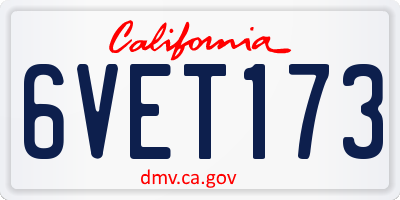 CA license plate 6VET173