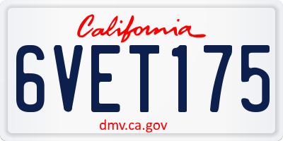 CA license plate 6VET175