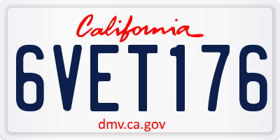 CA license plate 6VET176