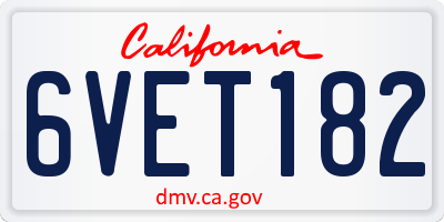 CA license plate 6VET182