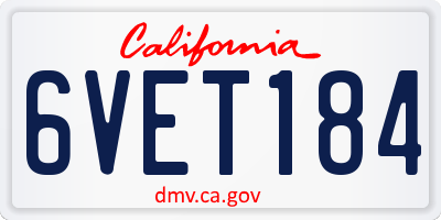 CA license plate 6VET184