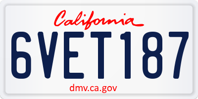 CA license plate 6VET187