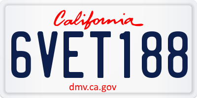 CA license plate 6VET188