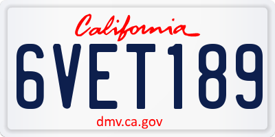 CA license plate 6VET189