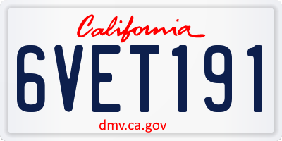 CA license plate 6VET191