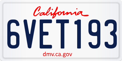 CA license plate 6VET193