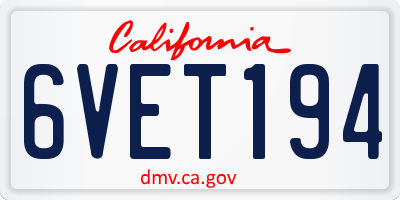 CA license plate 6VET194