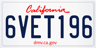 CA license plate 6VET196