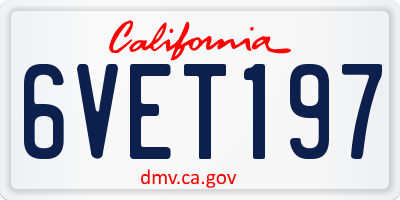 CA license plate 6VET197