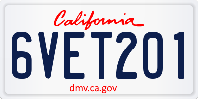CA license plate 6VET201