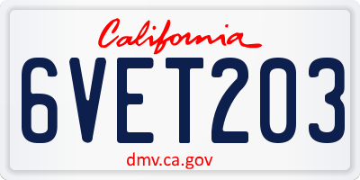 CA license plate 6VET203