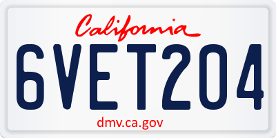 CA license plate 6VET204