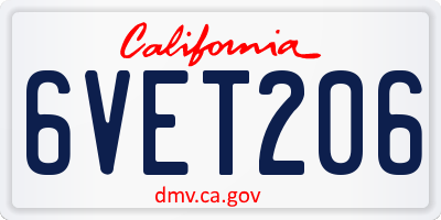 CA license plate 6VET206