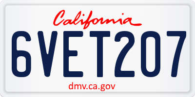 CA license plate 6VET207