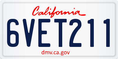 CA license plate 6VET211