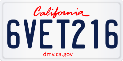 CA license plate 6VET216