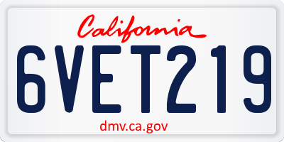 CA license plate 6VET219