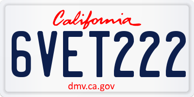 CA license plate 6VET222