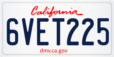 CA license plate 6VET225