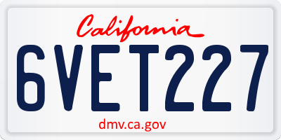 CA license plate 6VET227