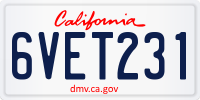 CA license plate 6VET231