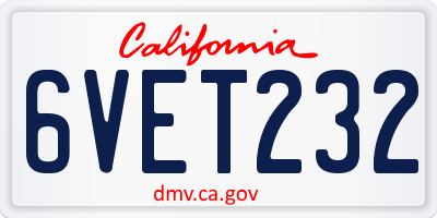 CA license plate 6VET232